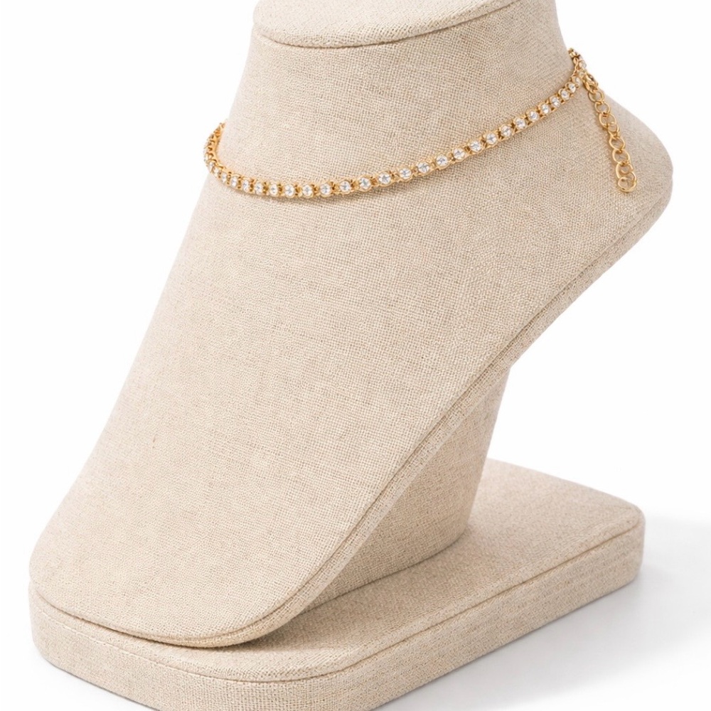 Gold Diamond Accents Ankle Bracelet